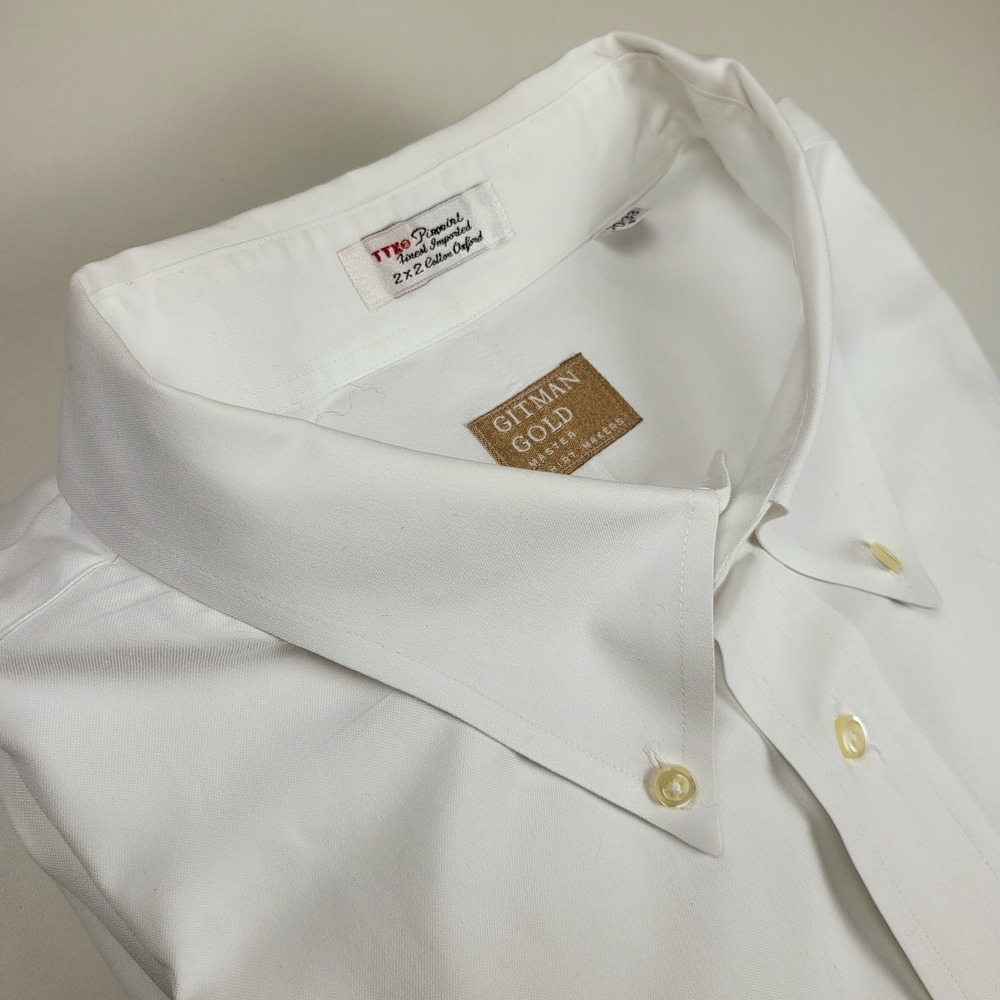 Vintage Gitman Bros Gold Shirt Men's 20-33 White‎ Oxford 5XL Button Long Sleeve